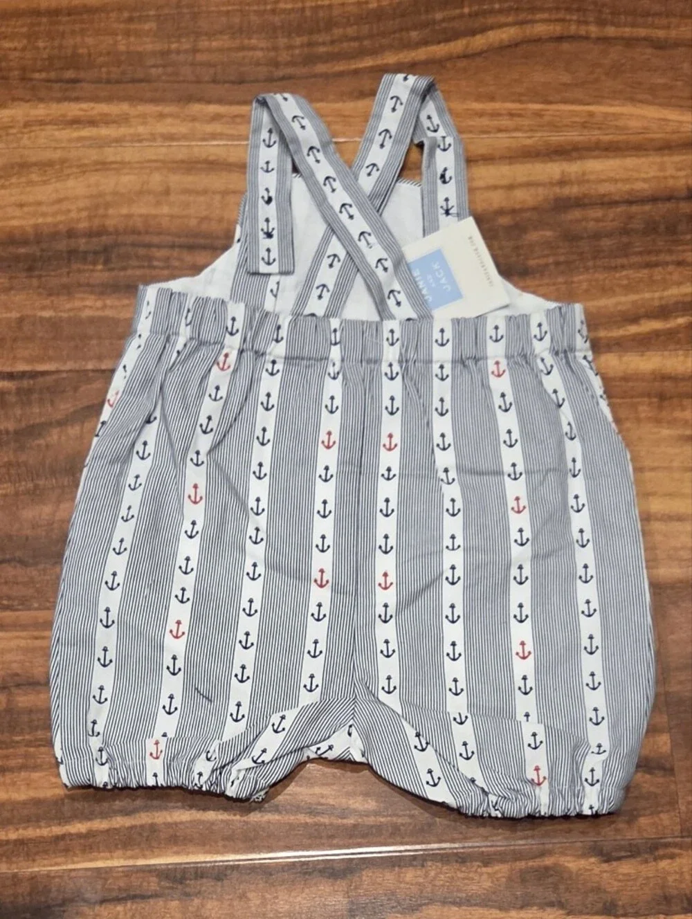 Janie and Jack NWT 0-3 Months Striped Anchor Shortall and Collared Bodysuit